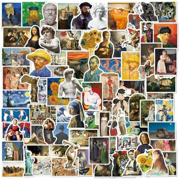 Famous Art Stickers Pack 104pcs Waterproof Aesthetic Vinyl Laptop Decals - Picture 3 of 8